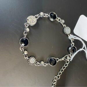 Black & Silver Rhinestone Adjustable Bracelet